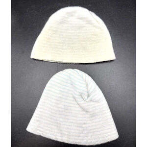 Vintage 80s Infant Knit Beanie Cap Pastel Colors Set of 2 YK